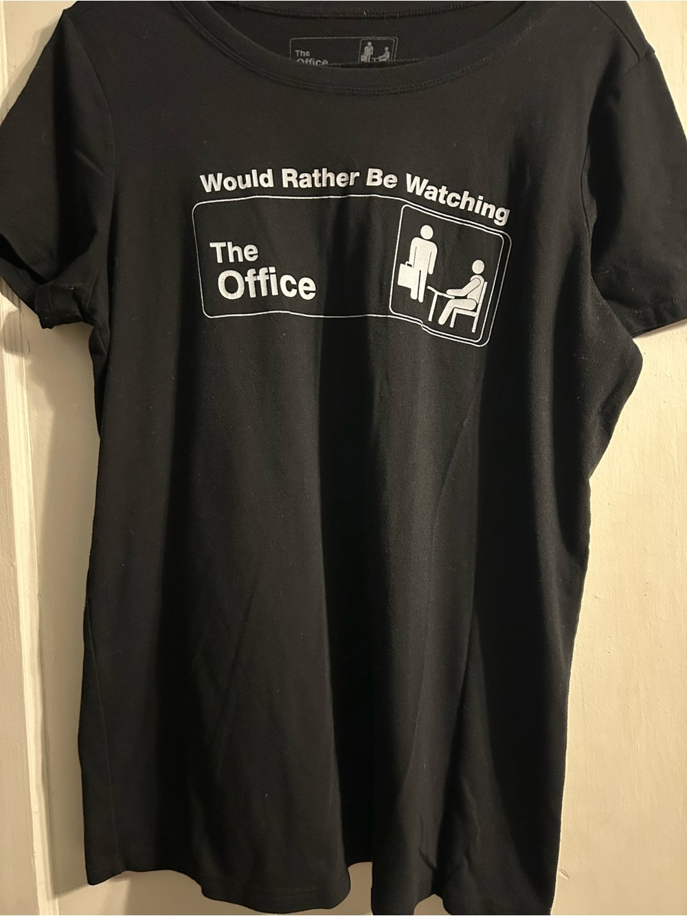 Ripple Junction Black Tee with White 'Would Rather Be Watching' Graphic
